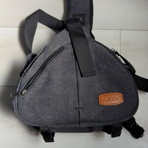 S-ZONE Canvas Camera Sling Bag DSLR Lens Anti-theft Backpack Shoulder Crossbody